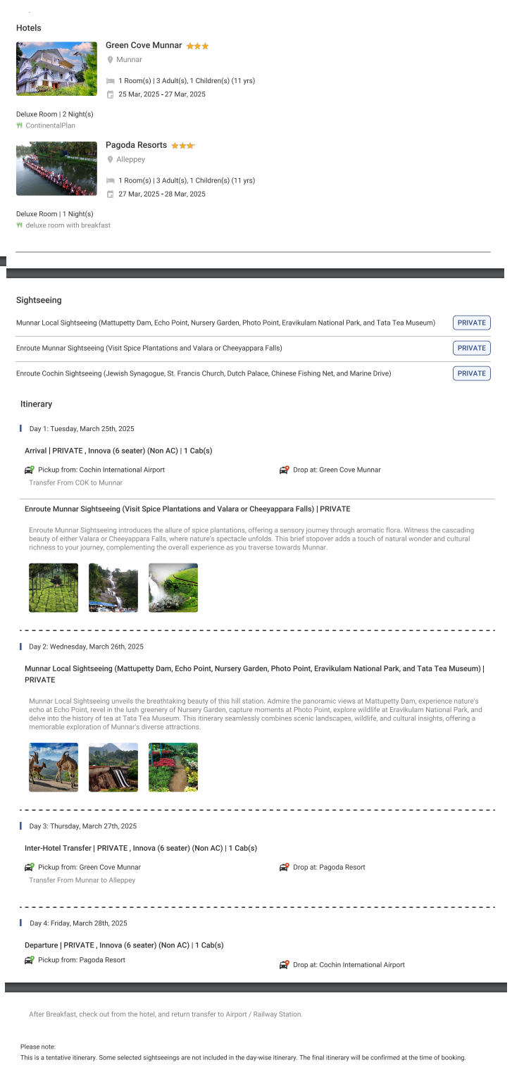 Kerala – 3 Nights / 4 Days Kerala Holiday Package - RideNow Holidays