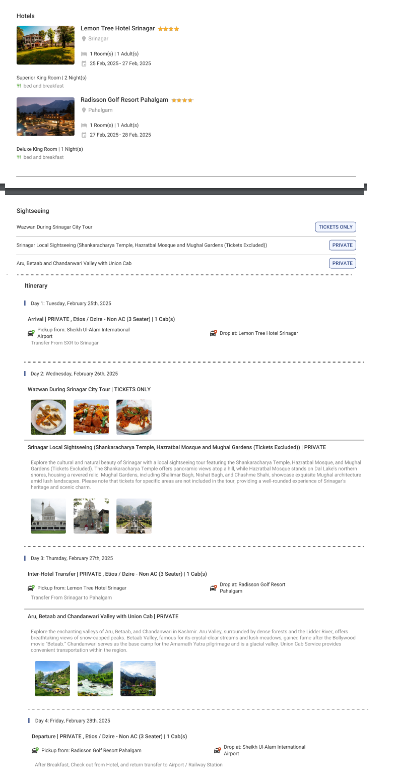 4 D 5 N Kashmir 4 D 5 N Kashmir Holiday Package - RideNow Holidays