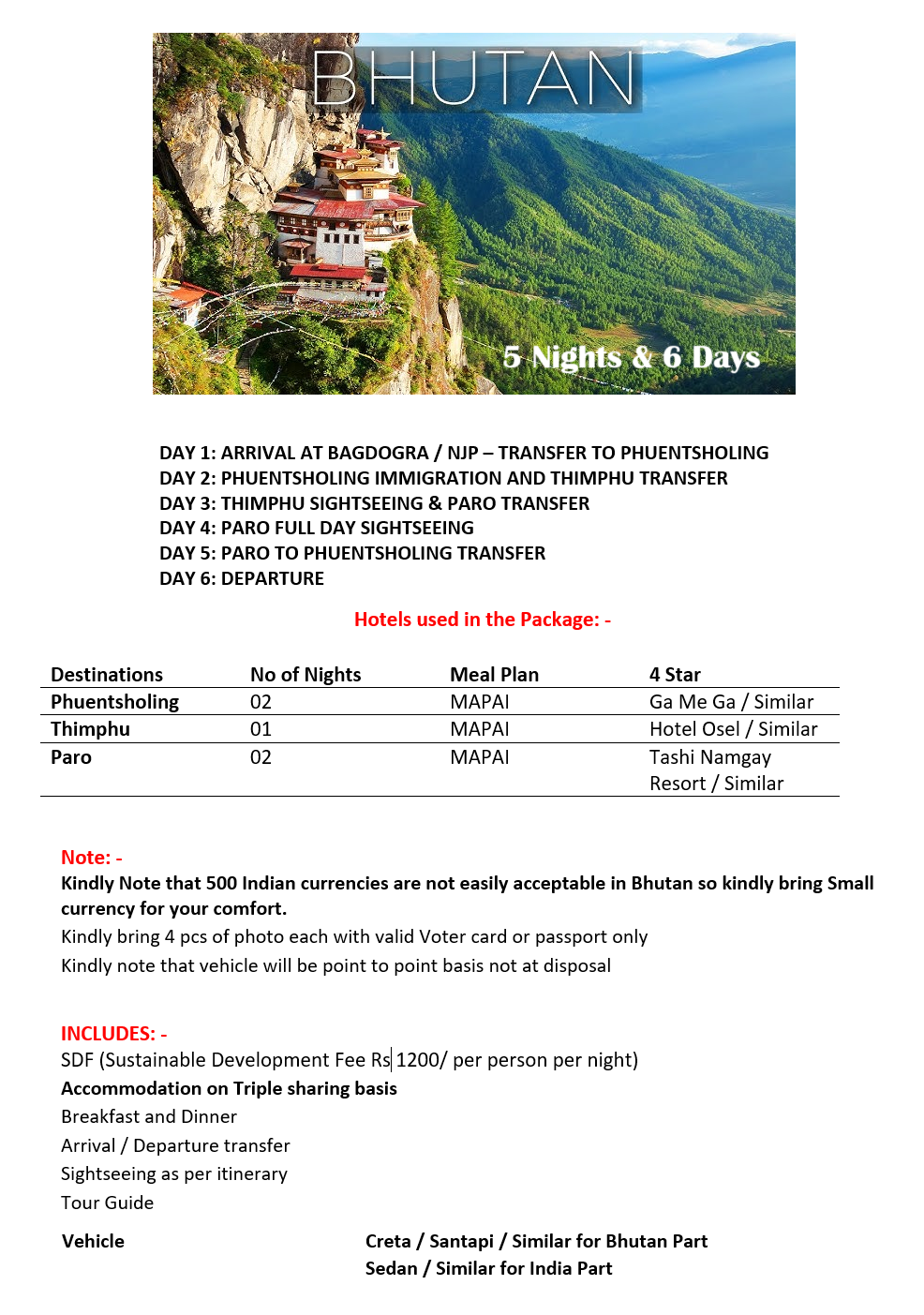 Bhutan – 5 Nights / 6 Days Bhutan Holiday Package - RideNow Holidays
