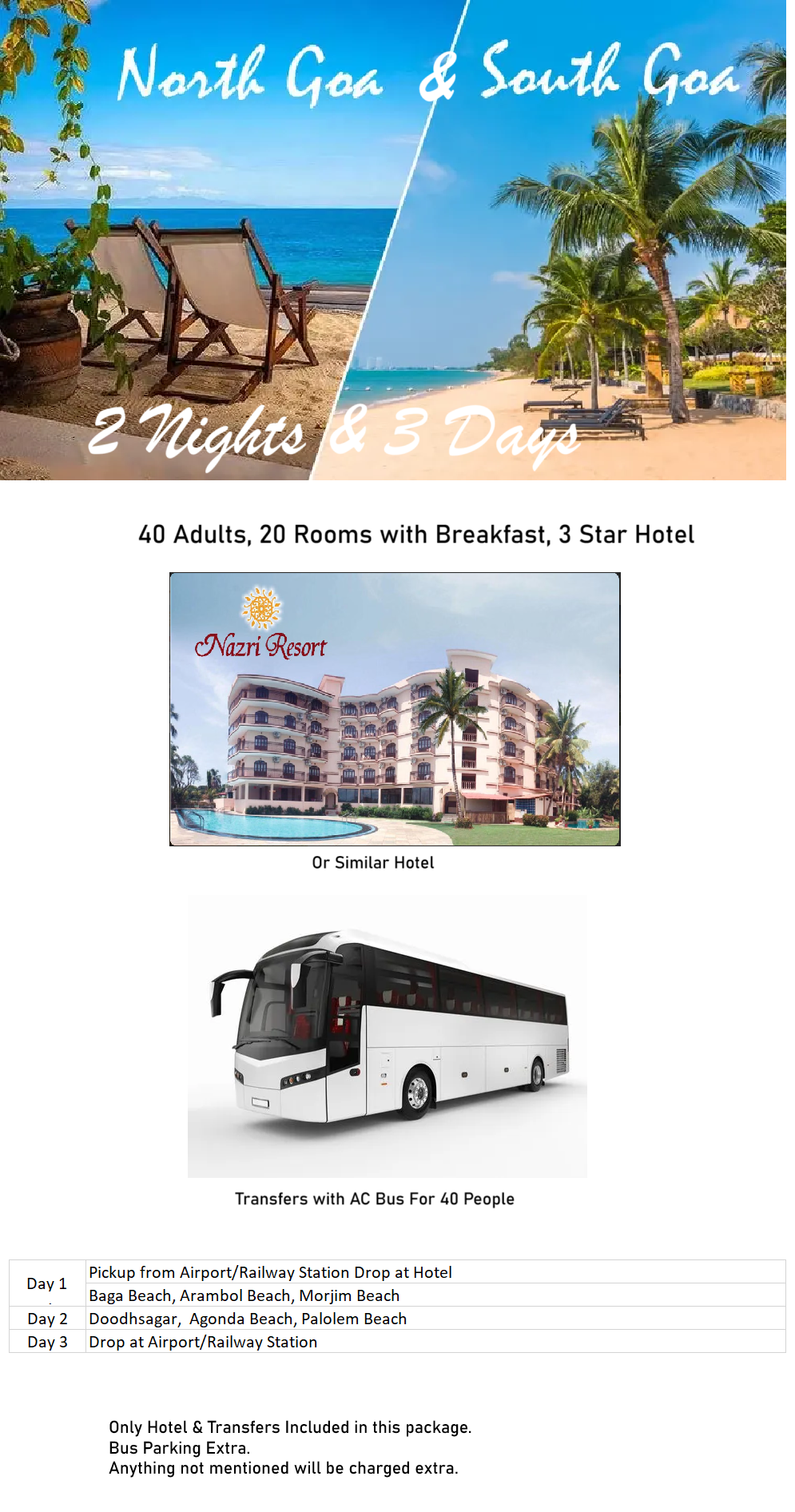 Goa – 2 Nights / 3 Days Goa Holiday Package - RideNow Holidays