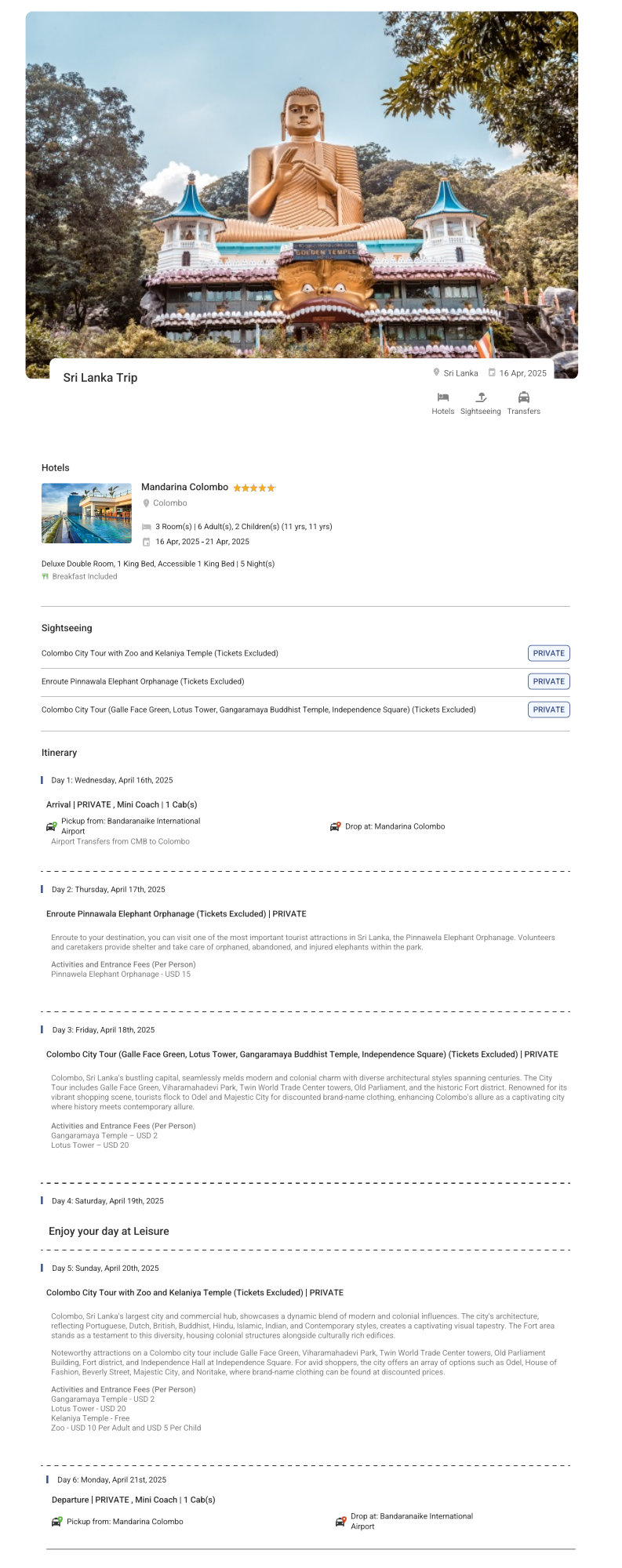 Sri Lanka – 5 Nights / 6 Days Sri Lanka Holiday Package - RideNow Holidays