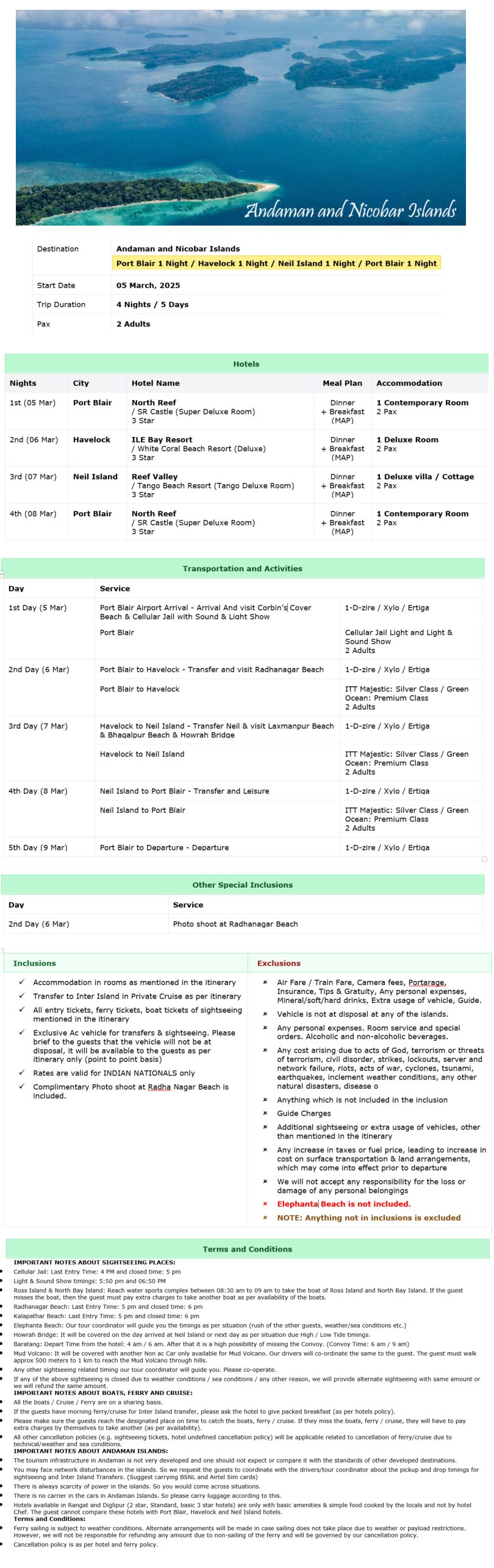 Andaman and Nicobar Islands – 4 Nights / 5 Days Andaman and Nicobar Islands Holiday Package - RideNow Holidays