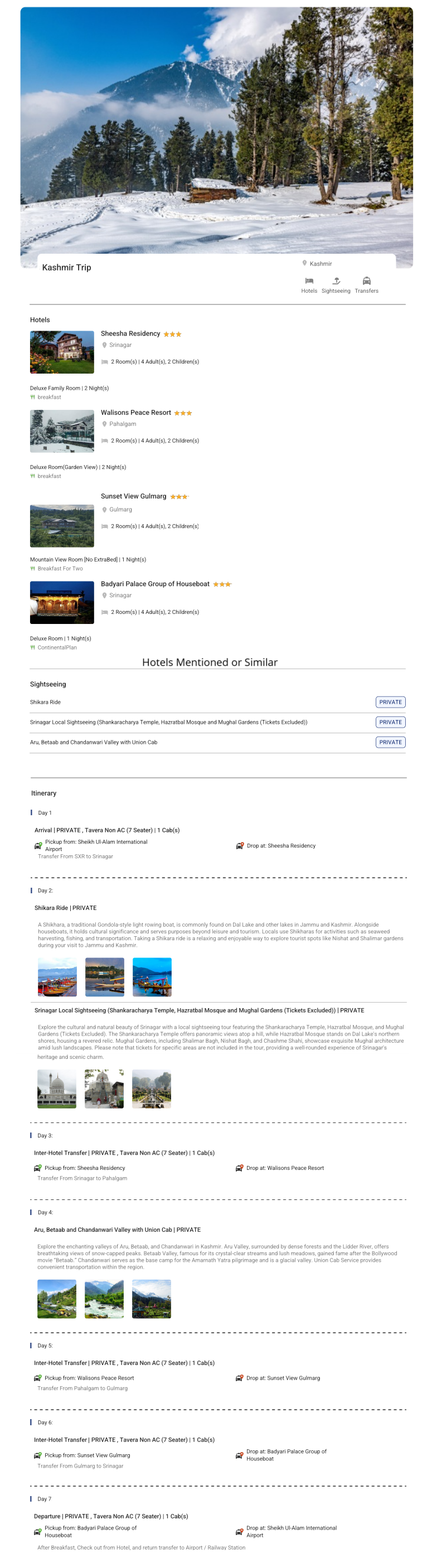 Kashmir – 6 Nights / 7 Days Kashmir Holiday Package - RideNow Holidays