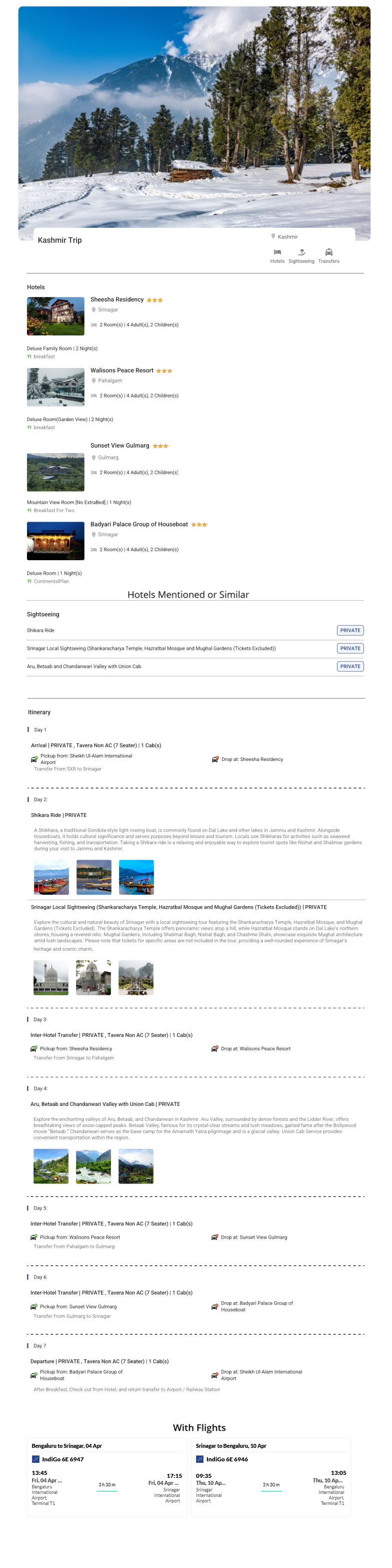 Kashmir – 6 Nights / 7 Days Kashmir Holiday Package - RideNow Holidays