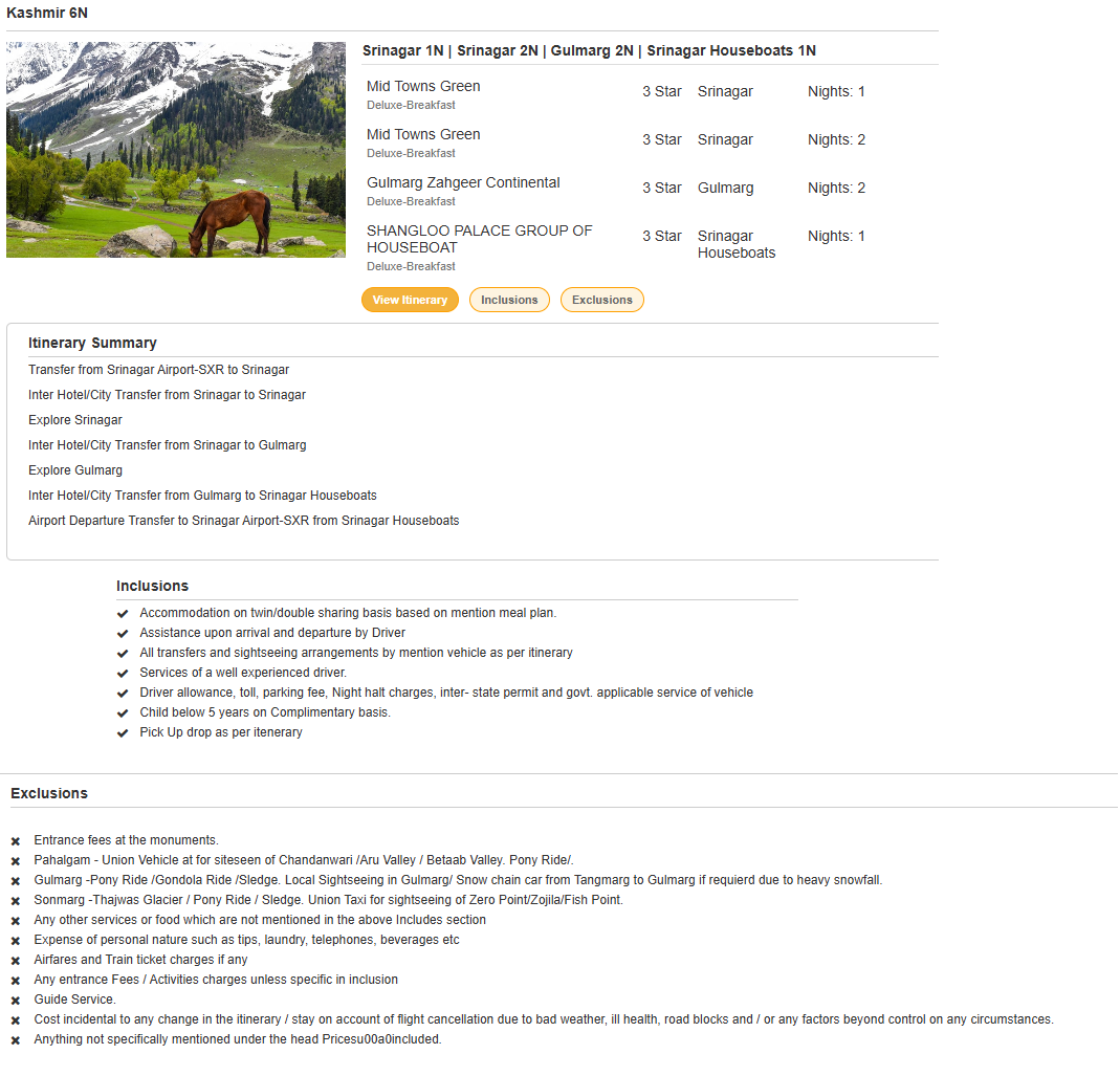 Kashmir – 6 Nights / 7 Days Kashmir Holiday Package - RideNow Holidays