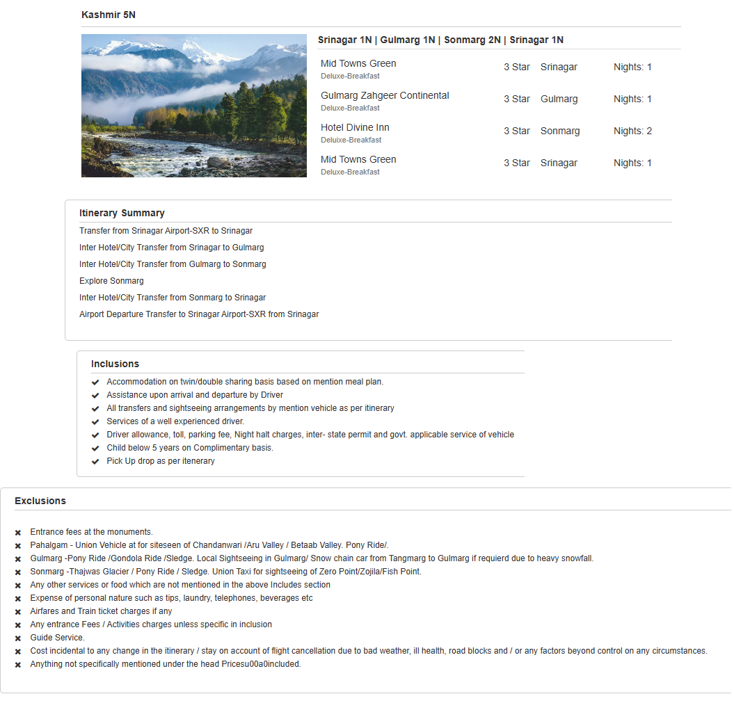 Kashmir – 5 Nights / 6 Days Kashmir Holiday Package - RideNow Holidays