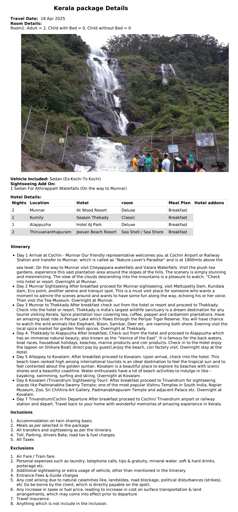 Kerala – 6 Nights / 7 Days Kerala Holiday Package - RideNow Holidays