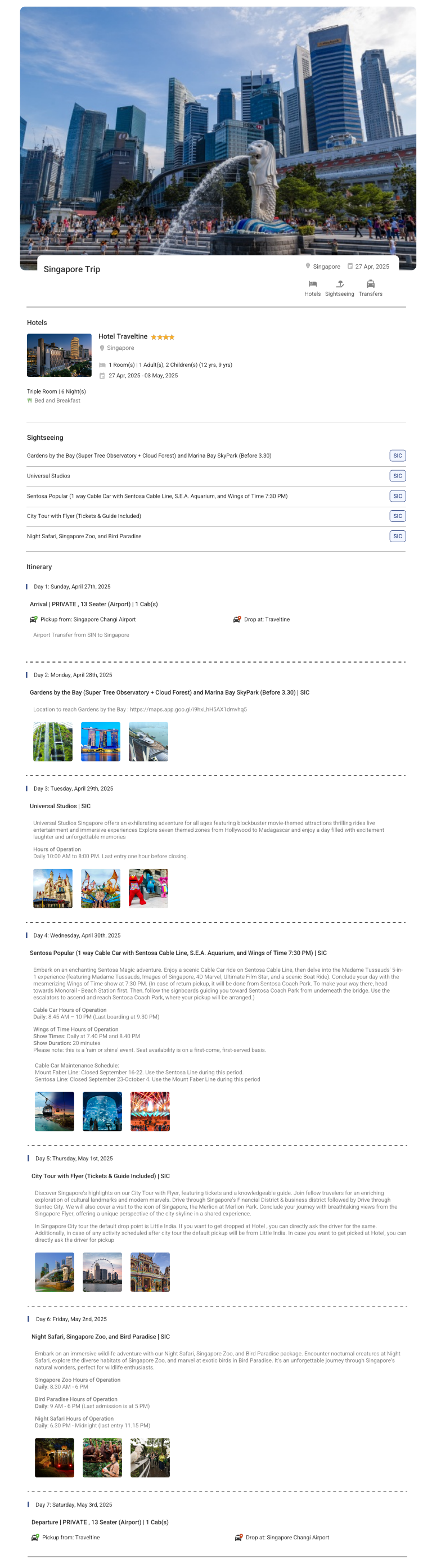 Singapore – 6 Nights / 7 Days Singapore Holiday Package - RideNow Holidays