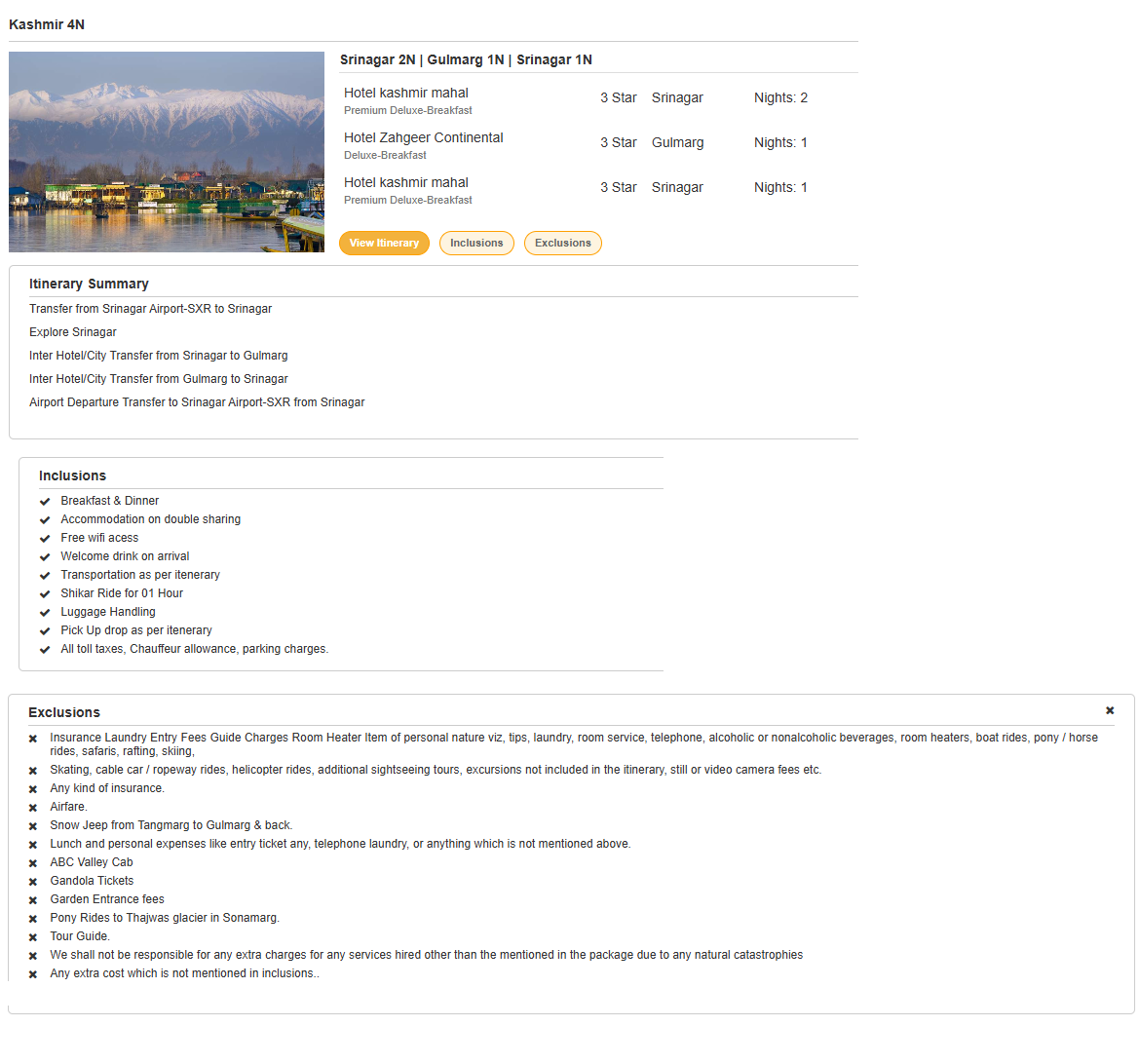 Kashmir – 4 Nights / 5 Days Kashmir Holiday Package - RideNow Holidays
