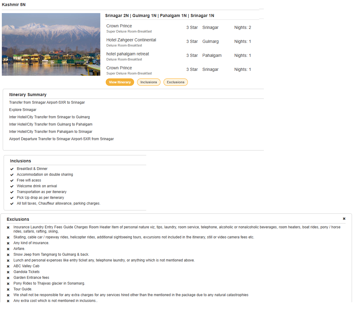 Kashmir – 5 Nights / 6 Days Kashmir Holiday Package - RideNow Holidays