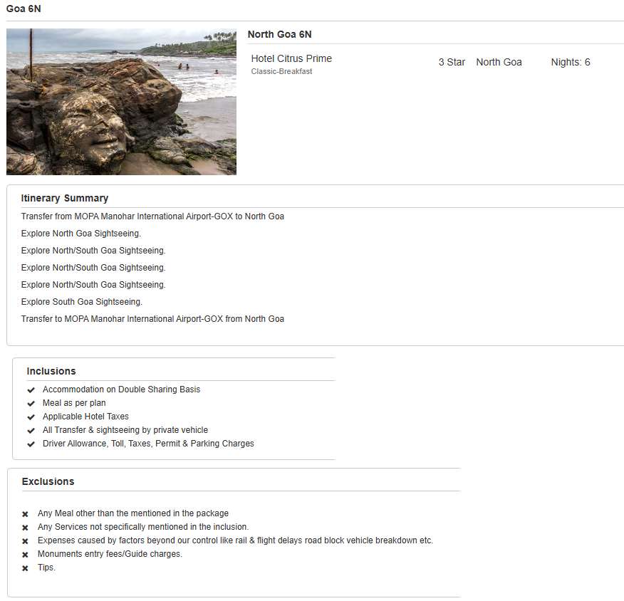 Goa – 6 Nights / 7 Days Goa Holiday Package - RideNow Holidays
