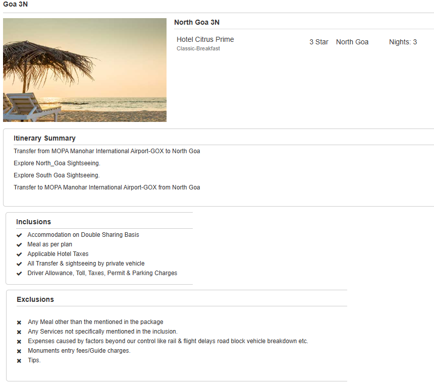 Goa – 3 Nights / 4 Days Goa Holiday Package - RideNow Holidays
