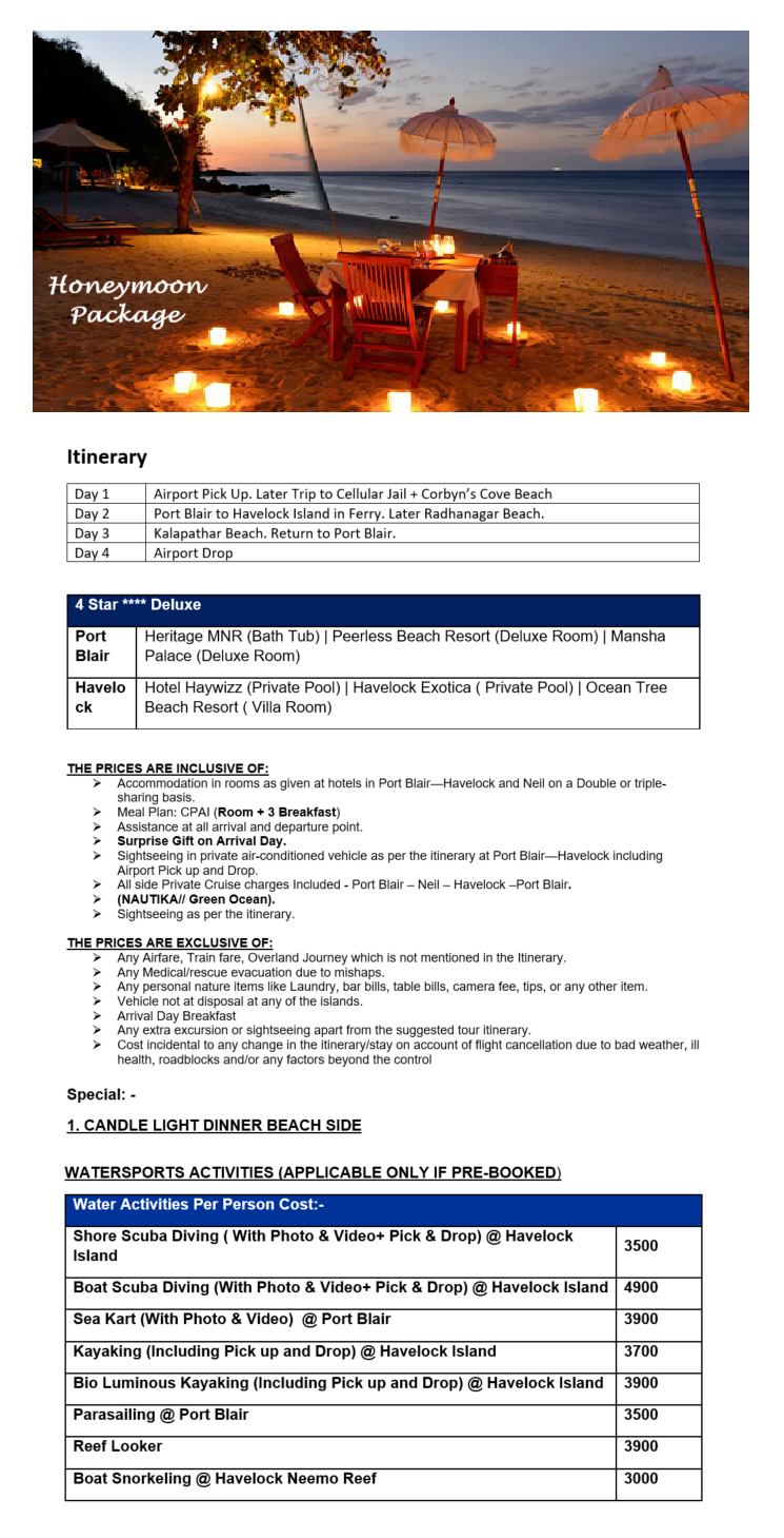 Andaman – 3 Nights / 4 Days Andaman Holiday Package - RideNow Holidays