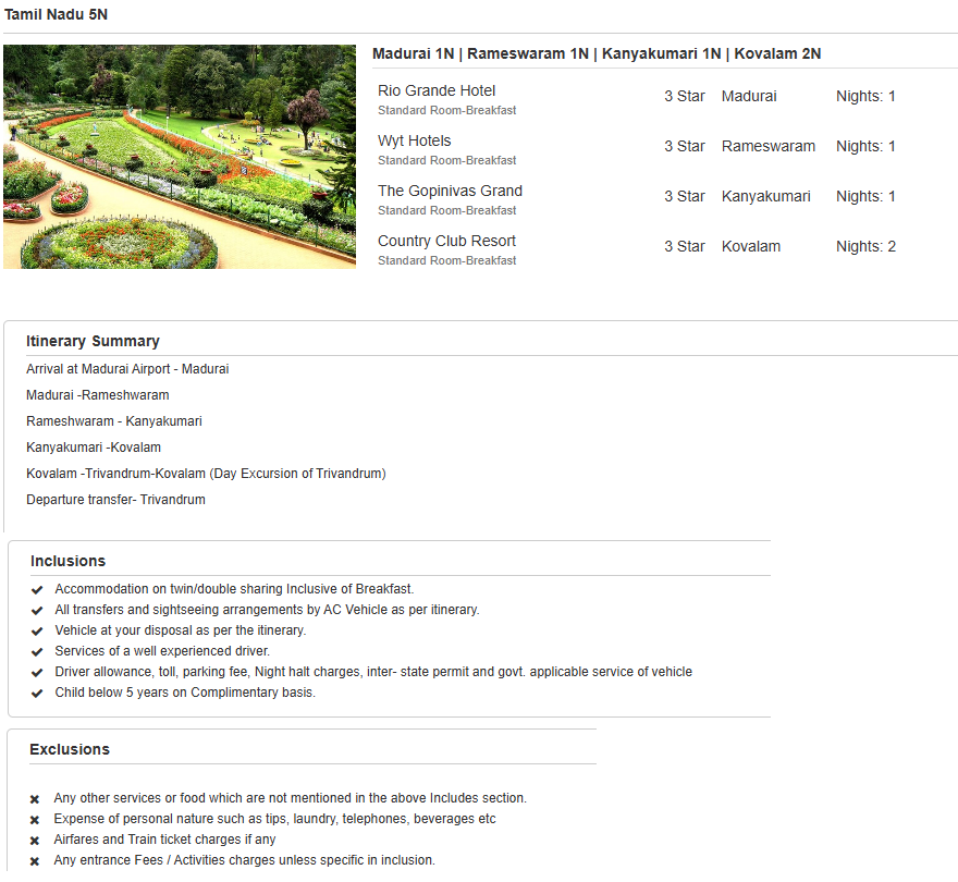 Tamil Nadu – 5 Nights / 6 Days Tamil Nadu Holiday Package - RideNow Holidays