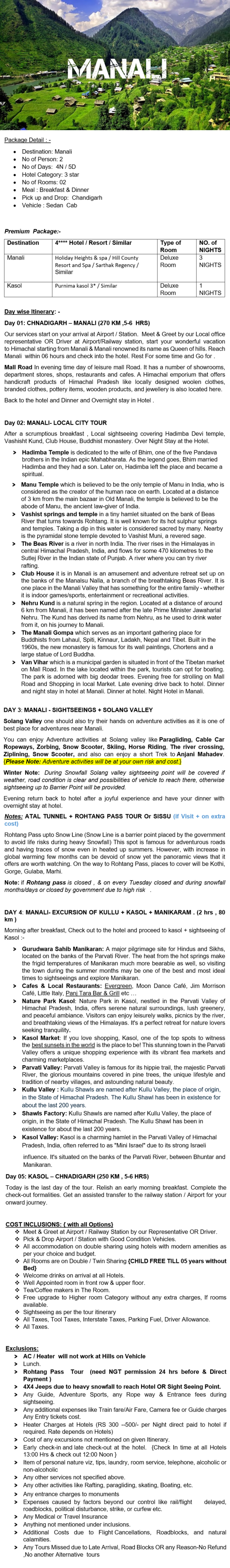 Himachal – 4 Nights / 4 Days Himachal Holiday Package - RideNow Holidays