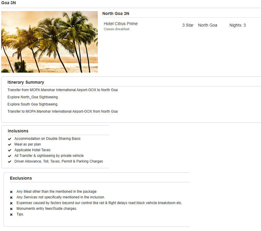 Goa – 3 Nights / 4 Days Goa Holiday Package - RideNow Holidays