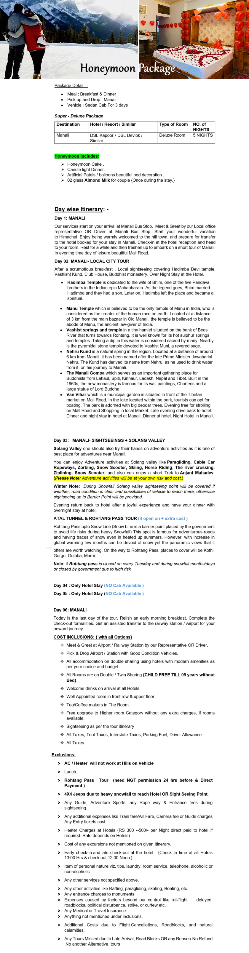 Manali – 5 Nights / 6 Days Manali Holiday Package - RideNow Holidays