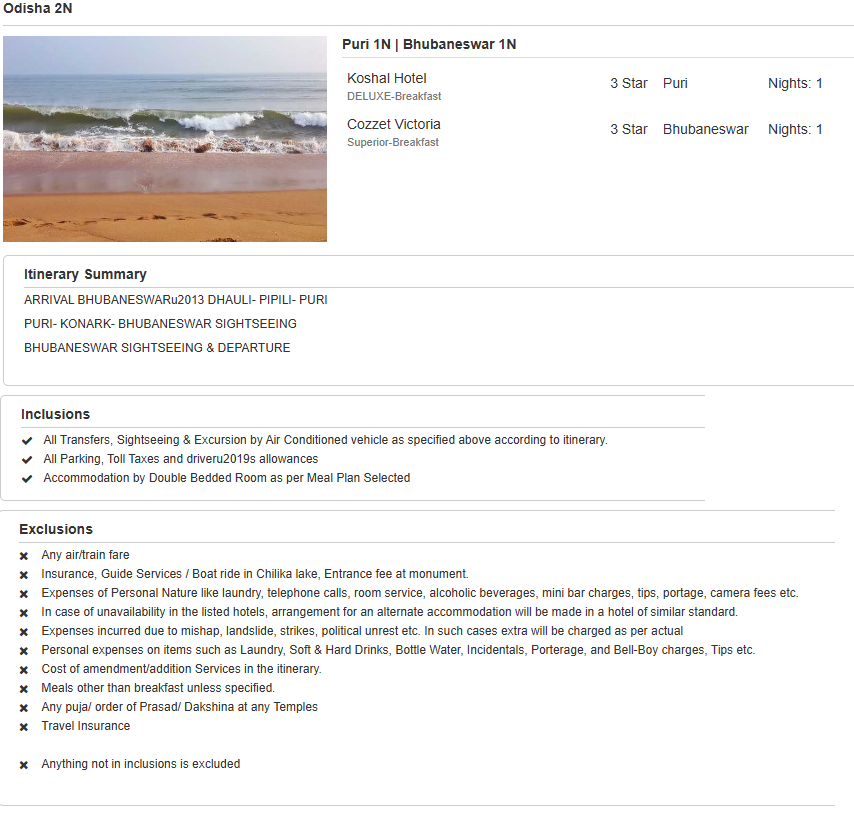 Odisha 2 N Odisha 2 N Holiday Package - RideNow Holidays