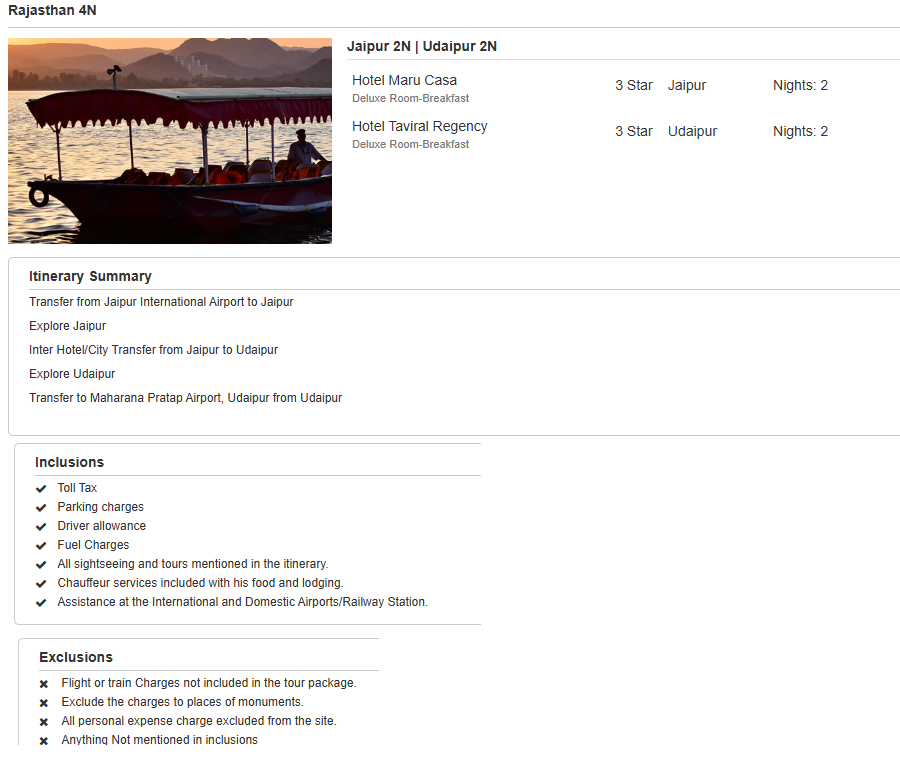 Rajasthan 4 N Rajasthan 4 N Holiday Package - RideNow Holidays