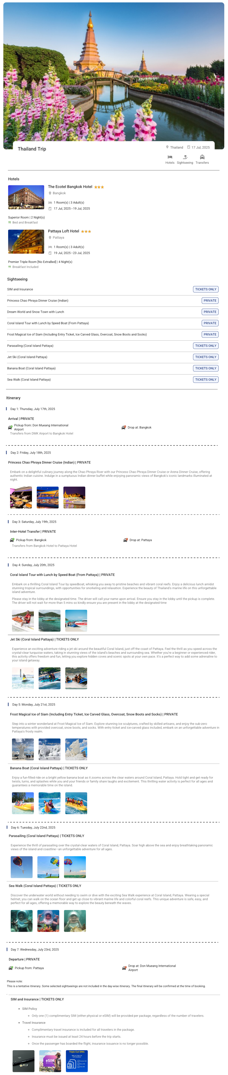 Thailand 6 D 7 N Thailand 6 D 7 N Holiday Package - RideNow Holidays