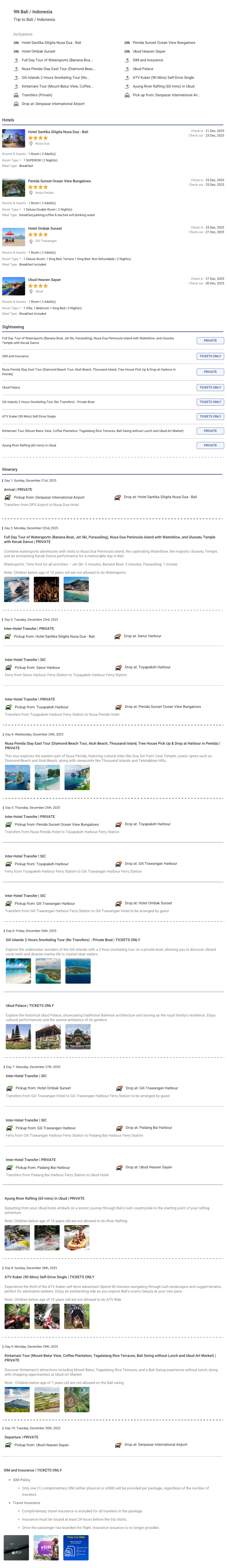 Bali – 9 Nights / 10 Days Bali Holiday Package - RideNow Holidays
