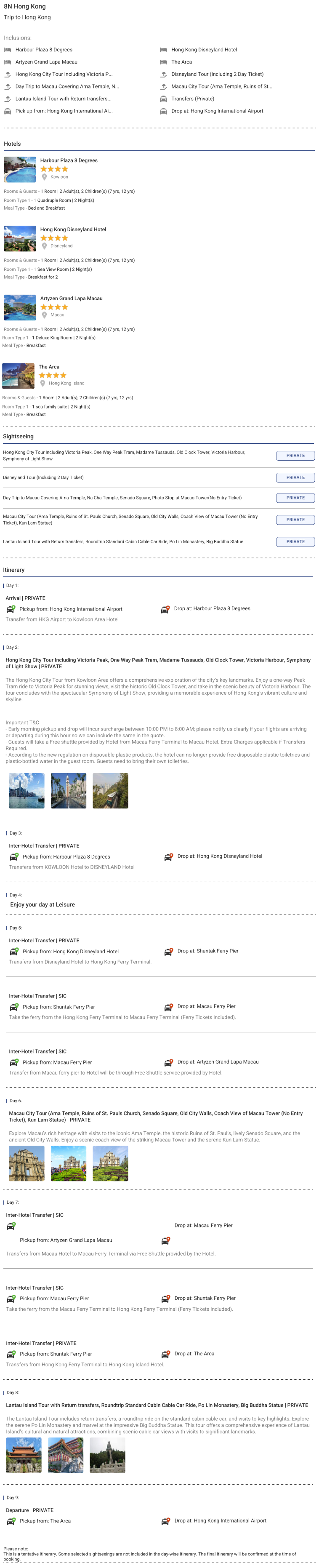 Hong Kong – 8 Nights / 9 Days Hong Kong Holiday Package - RideNow Holidays