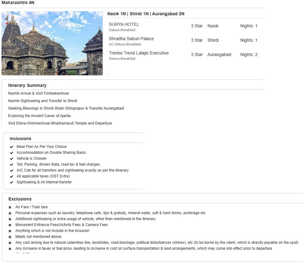 Maharashtra – 4 Nights / 5 Days Maharashtra Holiday Package - RideNow Holidays