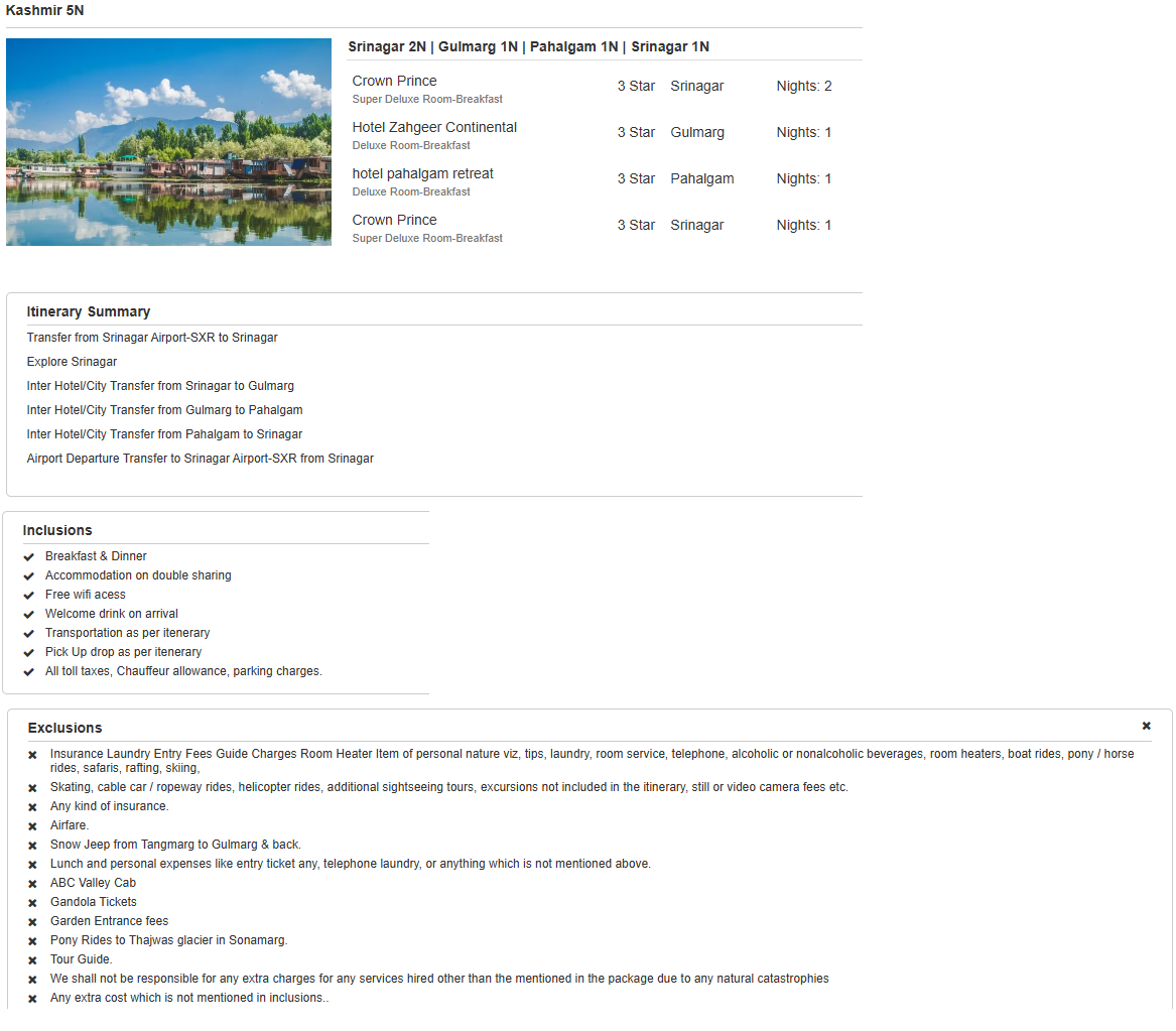 Kashmir – 5 Nights / 6 Days Kashmir Holiday Package - RideNow Holidays