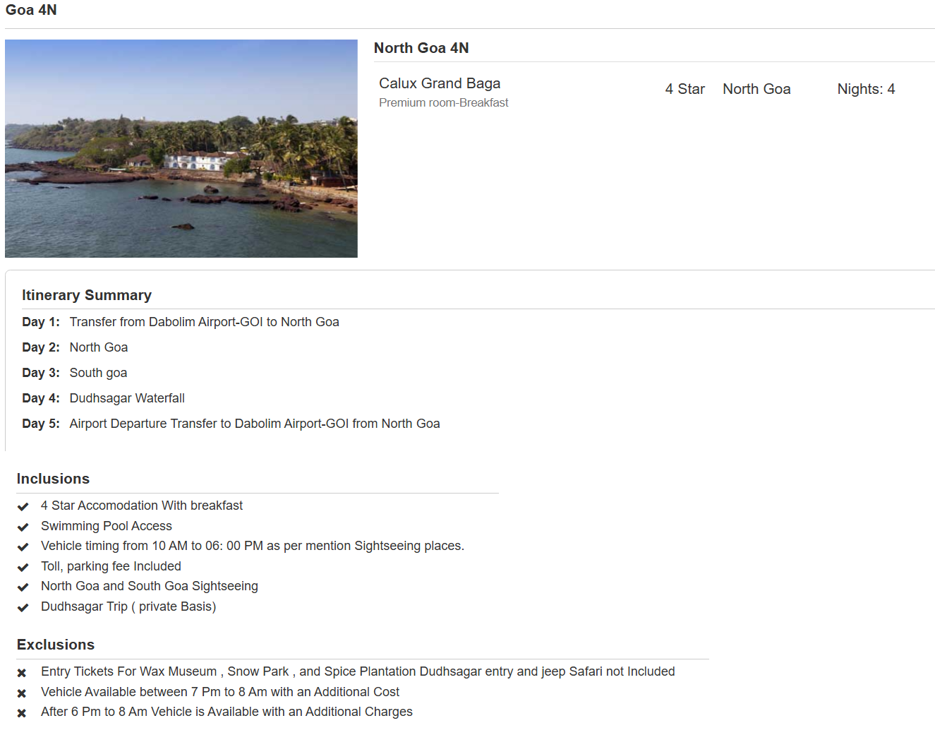 Goa – 4 Nights / 5 Days Goa Holiday Package - RideNow Holidays