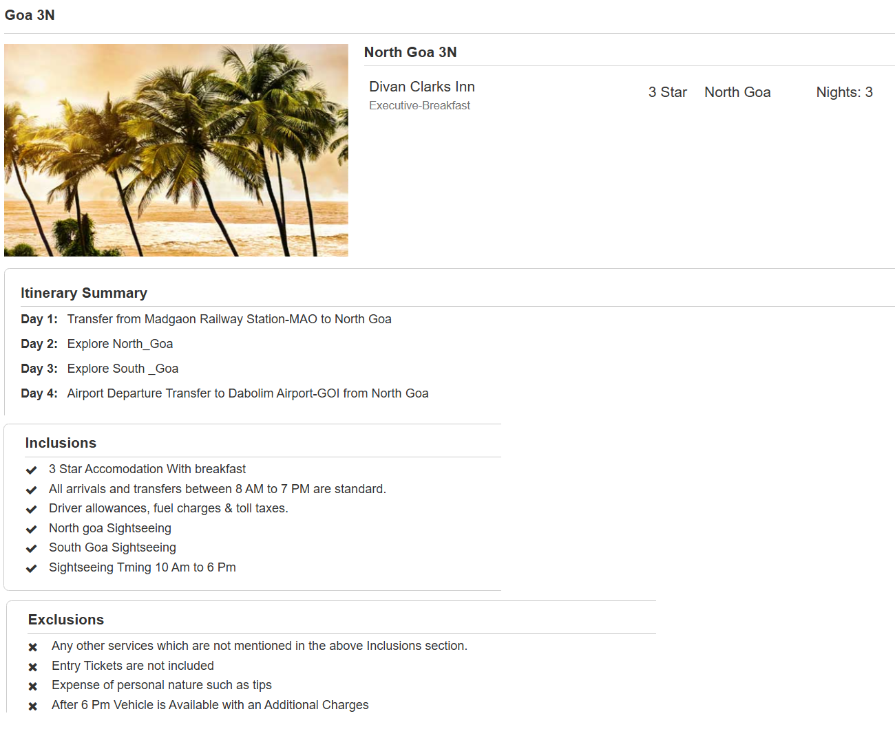 Goa – 3 Nights / 4 Days Goa Holiday Package - RideNow Holidays