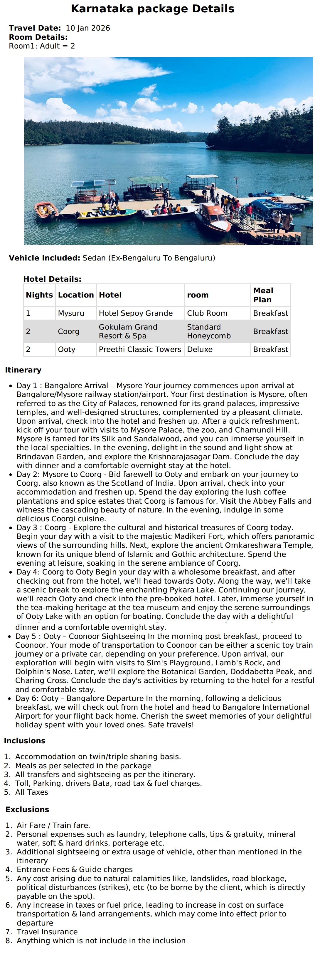Karnataka – 5 Nights / 6 Days Karnataka Holiday Package - RideNow Holidays
