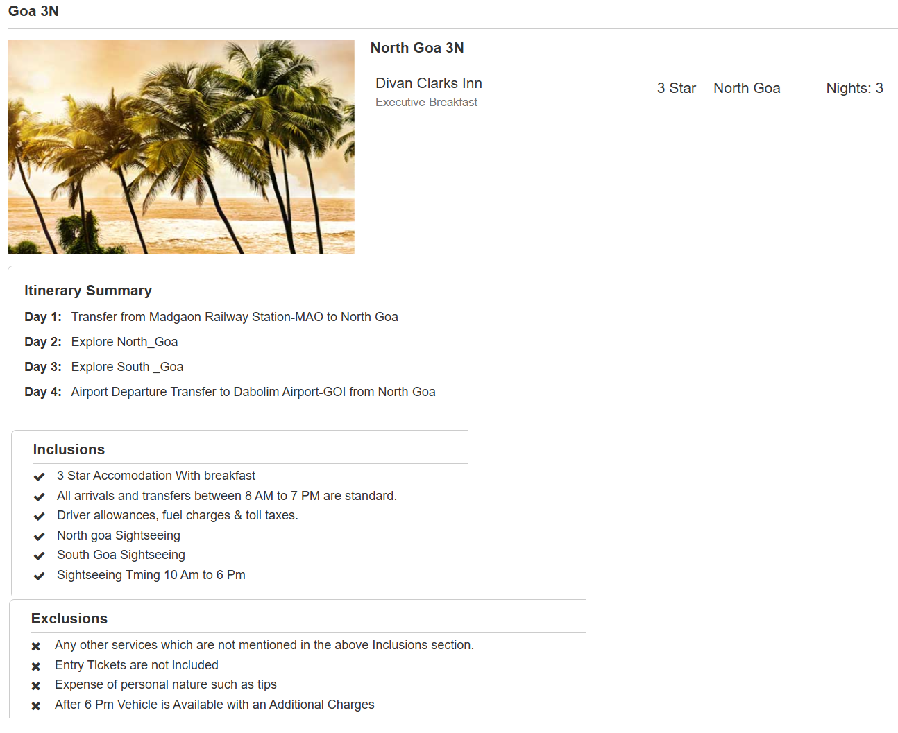Goa – 3 Nights / 4 Days Goa Holiday Package - RideNow Holidays
