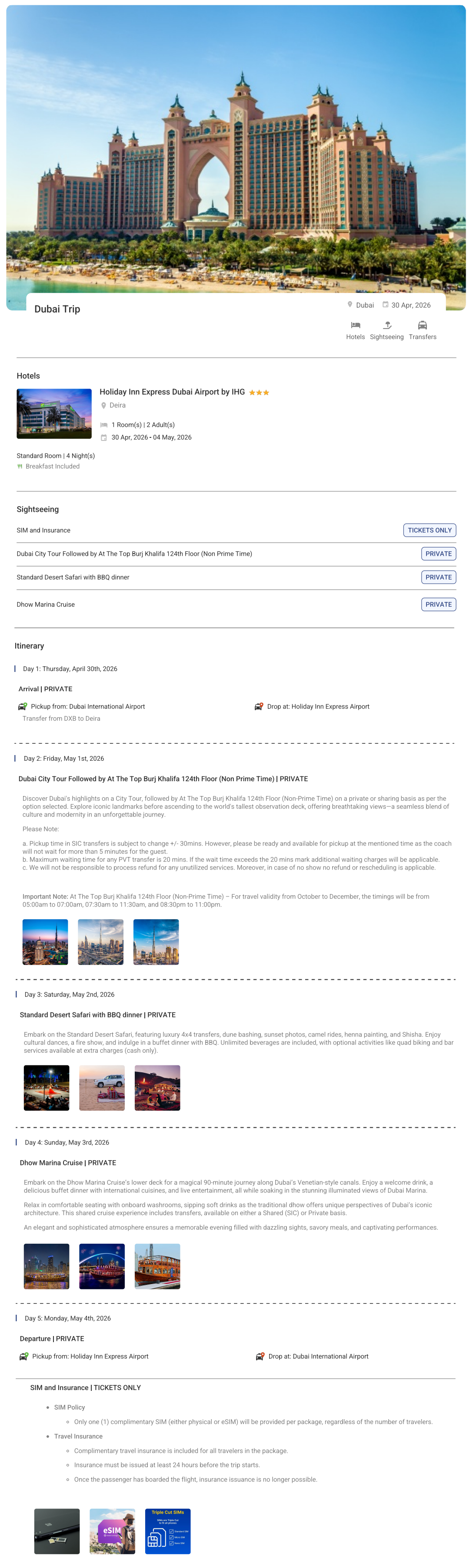 Dubai – 4 Nights / 5 Days Dubai Holiday Package - RideNow Holidays