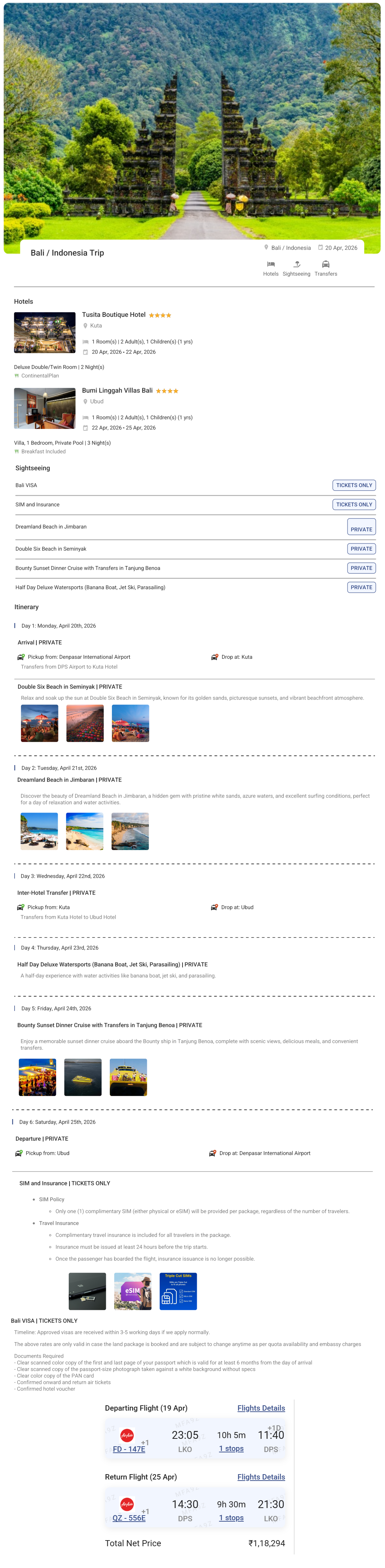 Bali – 5 Nights / 6 Days Bali Holiday Package - RideNow Holidays