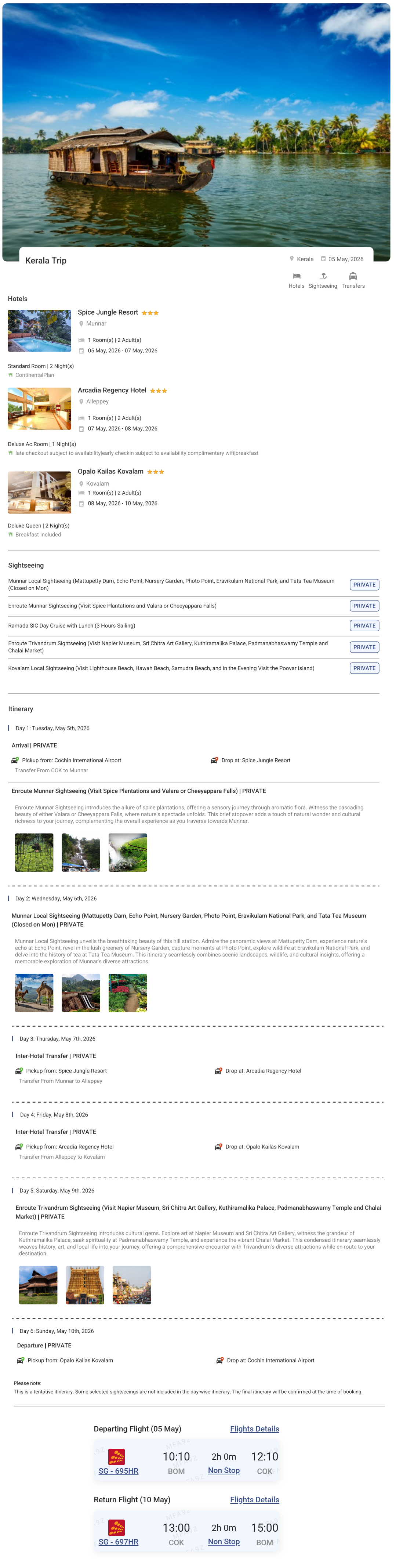 Kerala – 5 Nights / 6 Days Kerala Holiday Package - RideNow Holidays