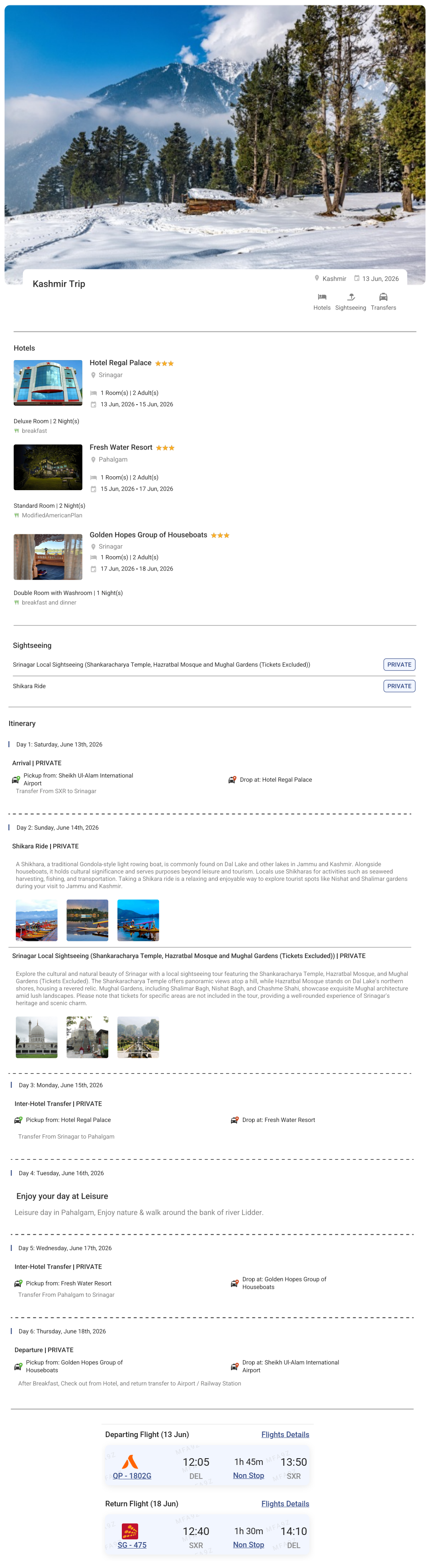 Kashmir – 5 Nights / 6 Days Kashmir Holiday Package - RideNow Holidays
