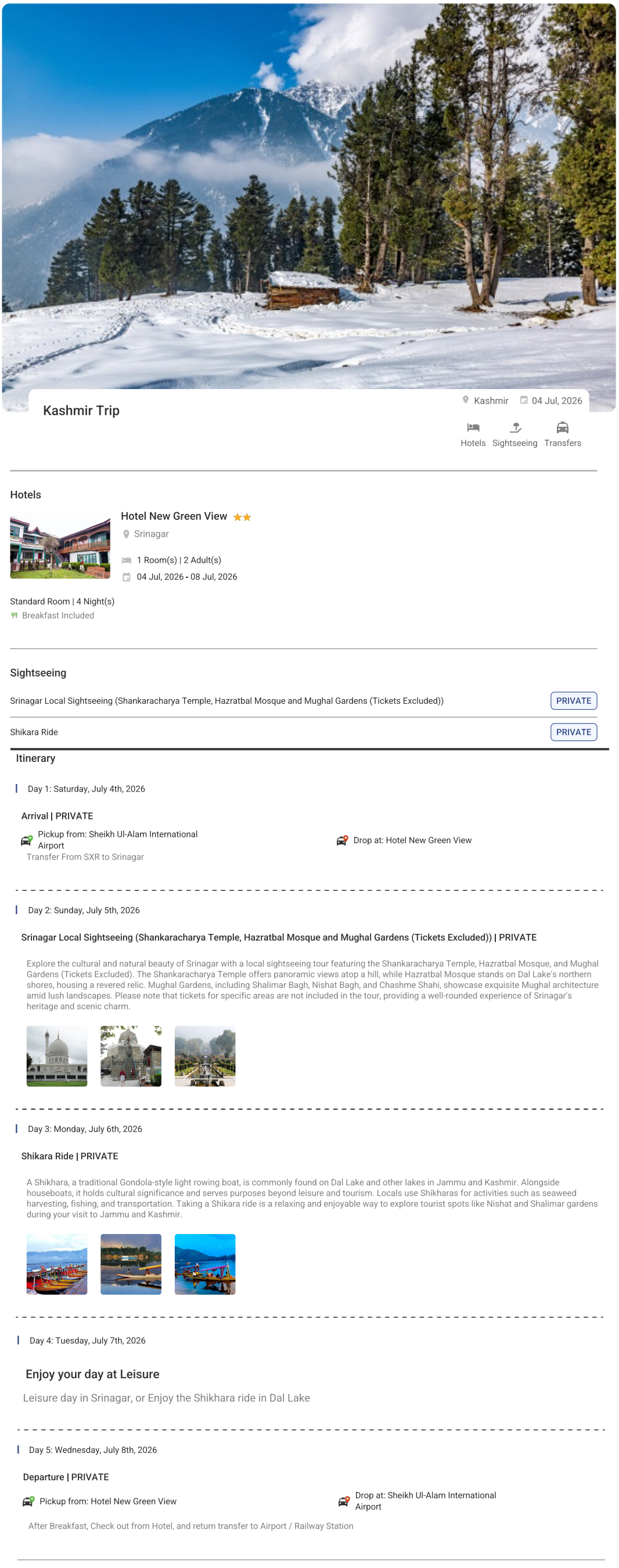 Kashmir – 4 Nights / 5 Days Kashmir Holiday Package - RideNow Holidays