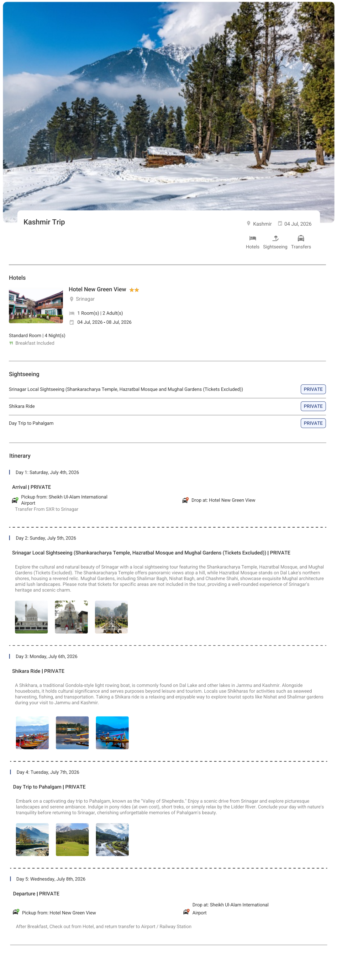 Kashmir – 4 Nights / 5 Days Kashmir Holiday Package - RideNow Holidays