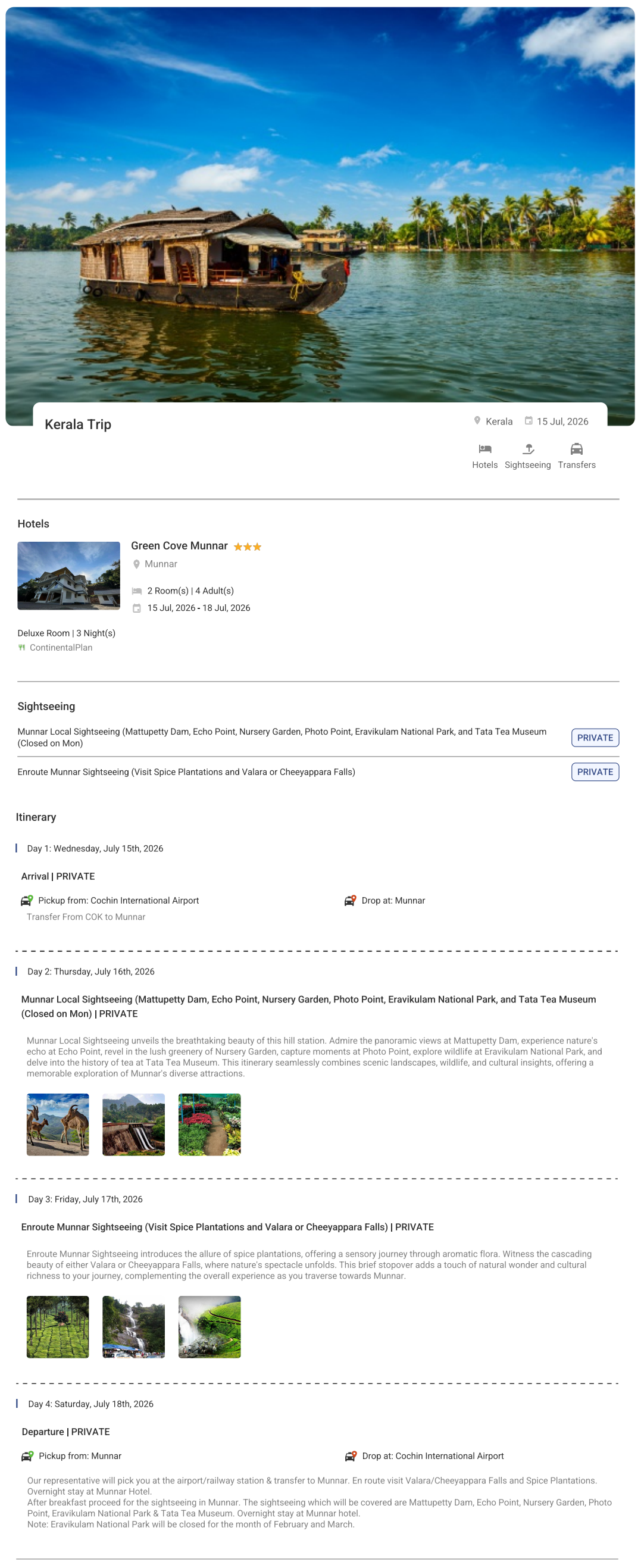 Kerala – 3 Nights / 4 Days Kerala Holiday Package - RideNow Holidays