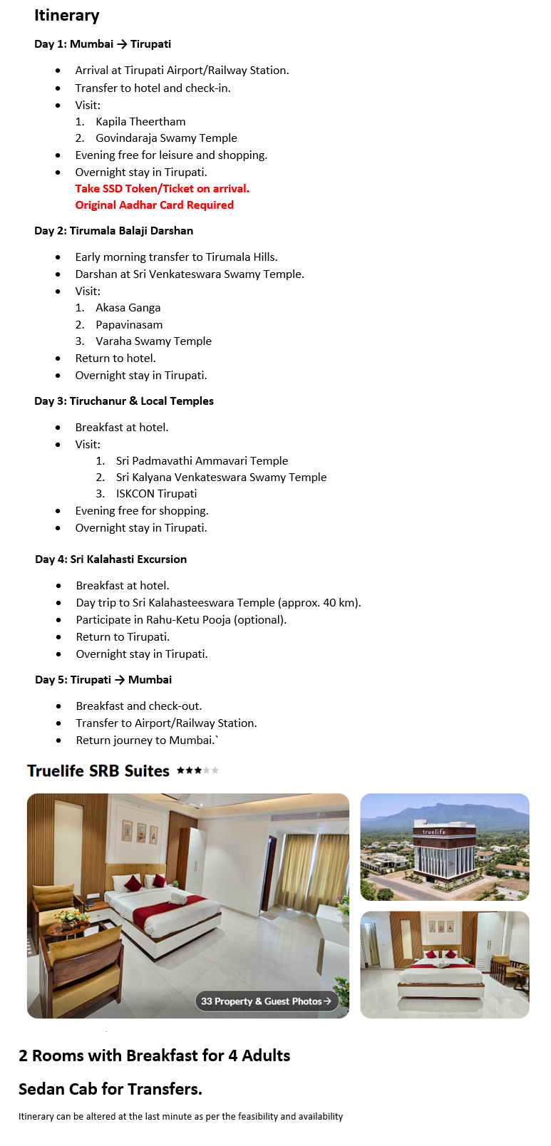 Tirupati – 4 Nights / 5 Days Tirupati Holiday Package - RideNow Holidays