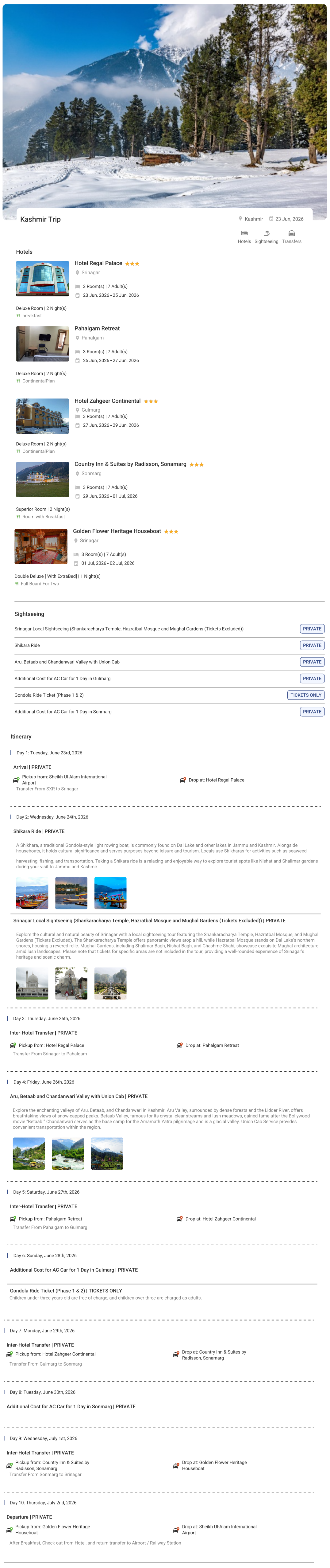 Kashmir – 9 Nights / 10 Days Kashmir Holiday Package - RideNow Holidays
