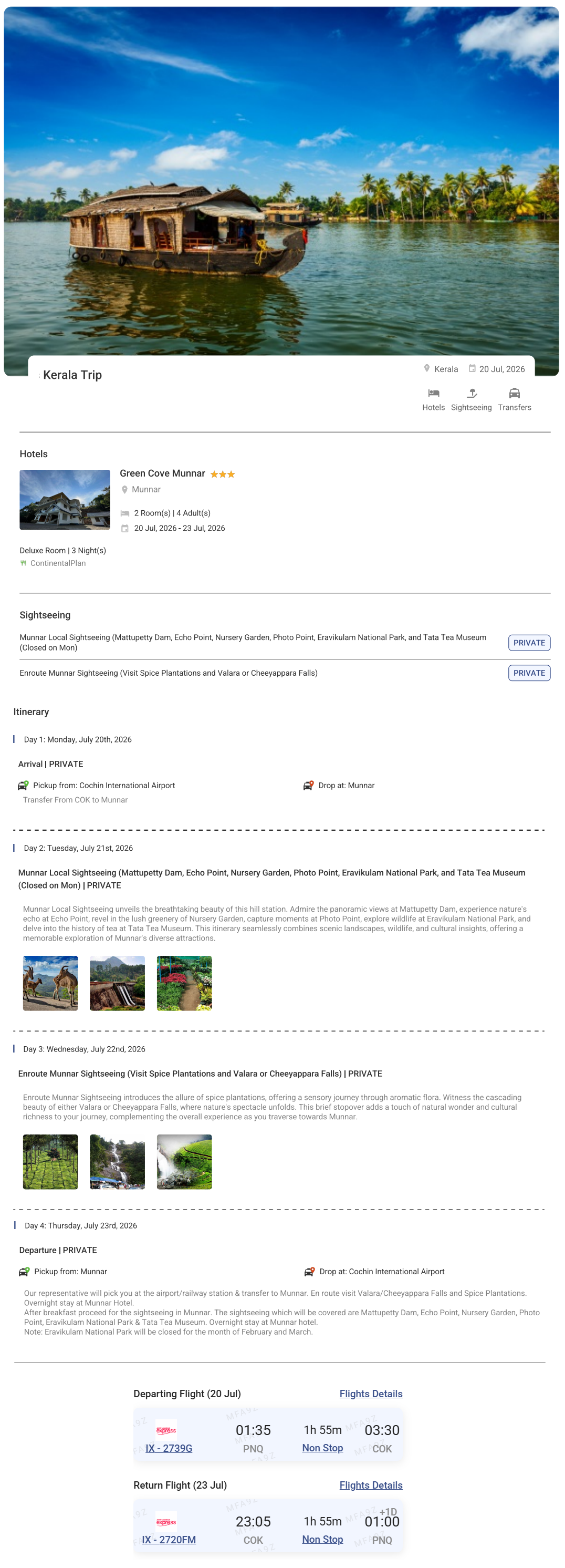 Kerala – 3 Nights / 4 Days Kerala Holiday Package - RideNow Holidays