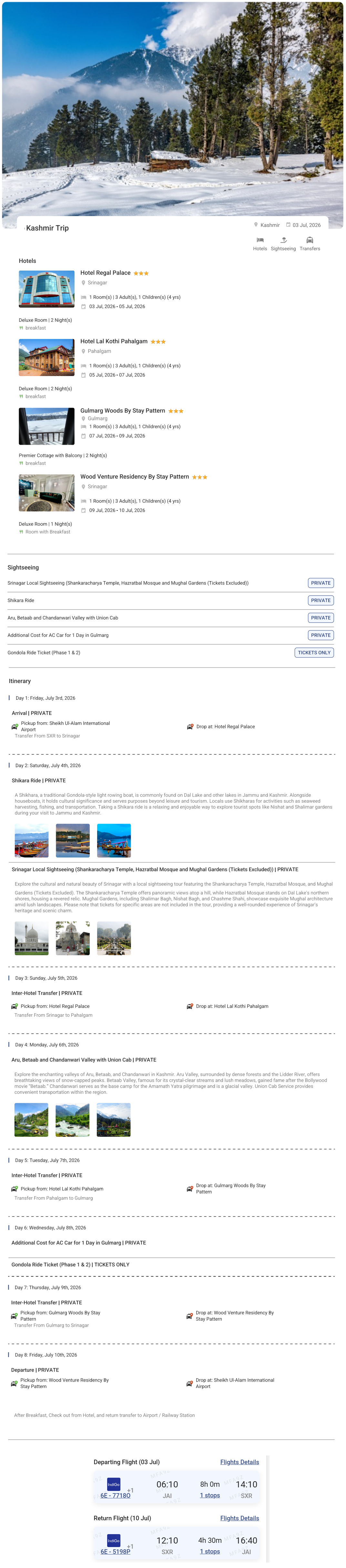 Kashmir – 7 Nights / 8 Days Kashmir Holiday Package - RideNow Holidays