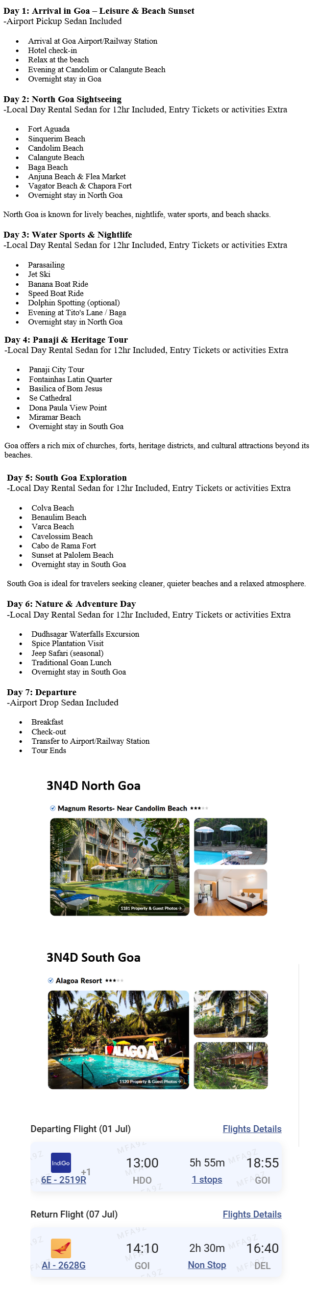 Goa – 6 Nights / 7 Days Goa Holiday Package - RideNow Holidays