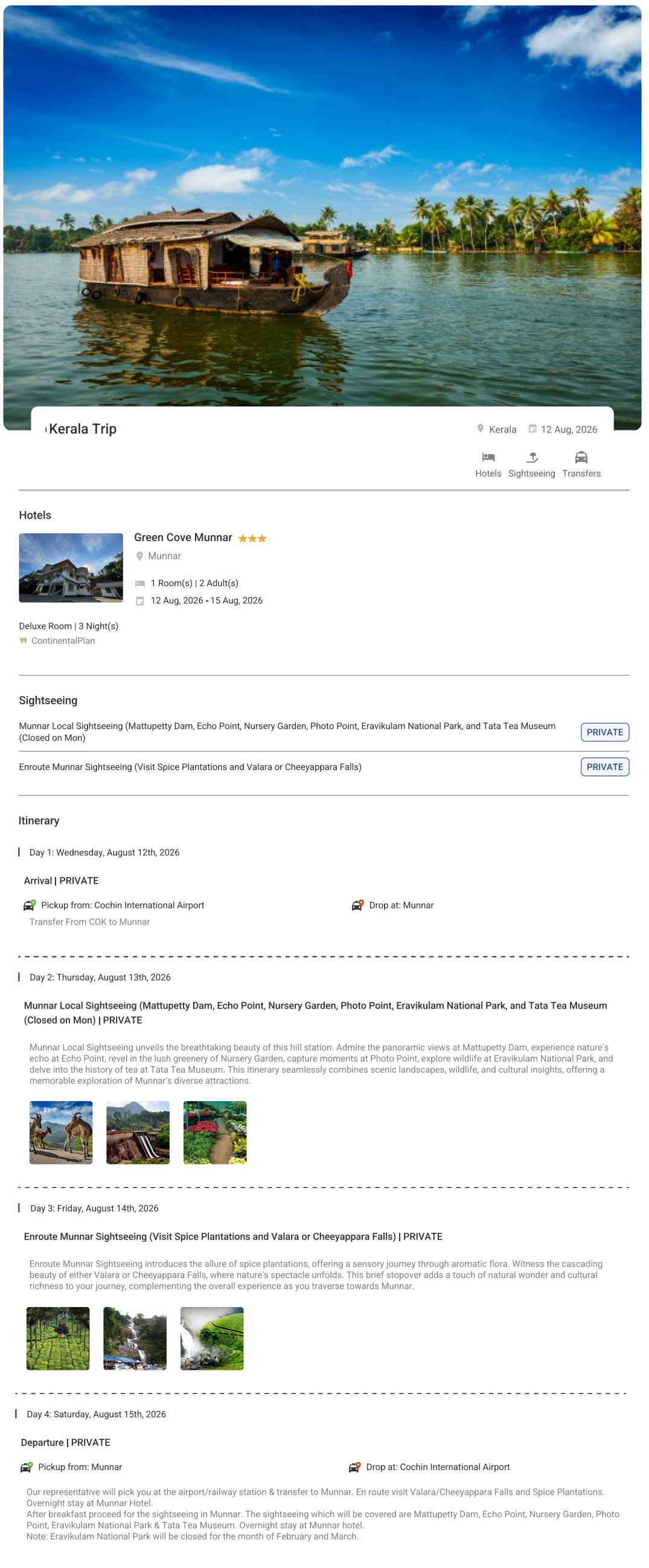 Kerala – 3 Nights / 4 Days Kerala Holiday Package - RideNow Holidays