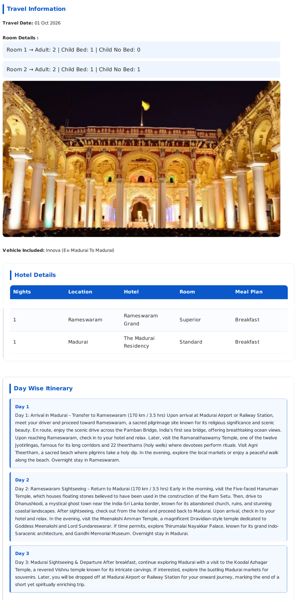 Tamil Nadu – 3 Nights / 4 Days Tamil Nadu Holiday Package - RideNow Holidays