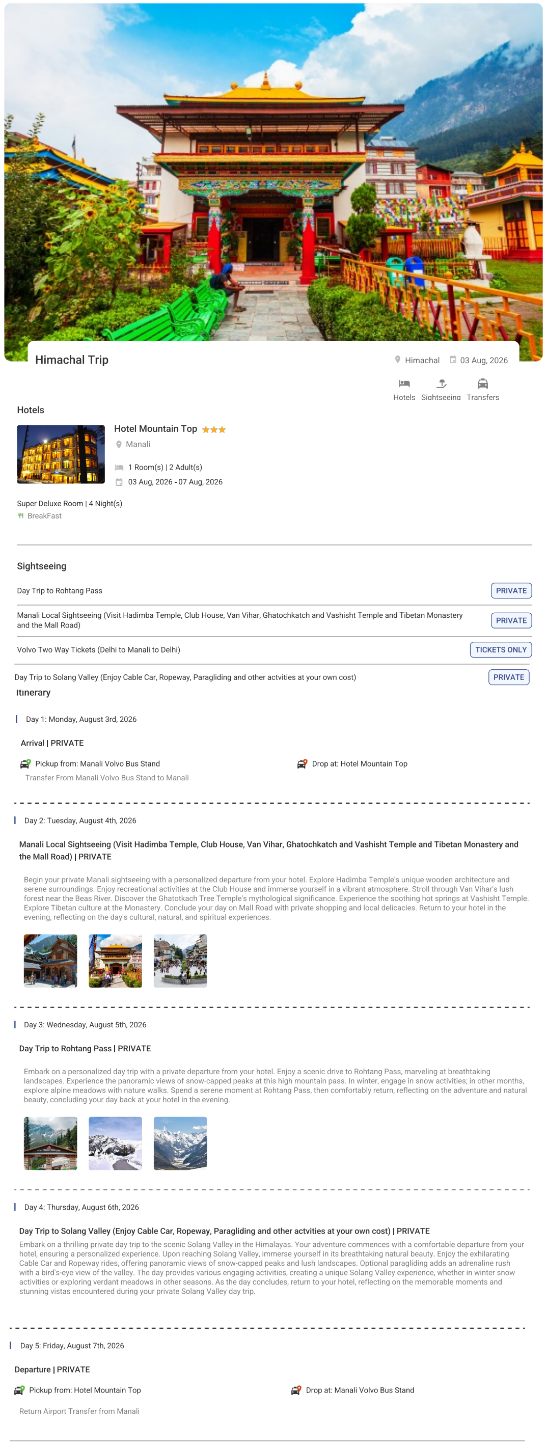 Himachal – 4 Nights / 5 Days Himachal Holiday Package - RideNow Holidays