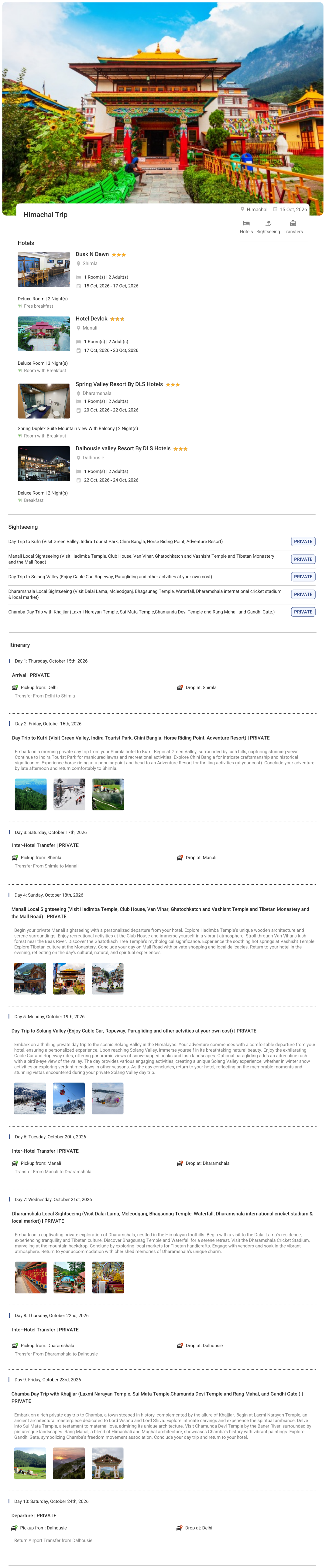 Himachal Pradesh – 9 Nights / 10 Days Himachal Pradesh Holiday Package - RideNow Holidays