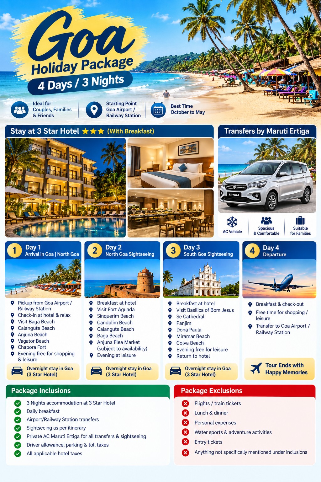 Goa – 3 Nights / 4 Days - Goa Holiday Package - RideNow Holidays
