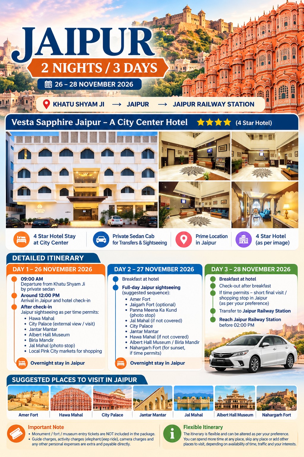 Jaipur – 2 Nights / 3 Days - Jaipur Holiday Package - RideNow Holidays